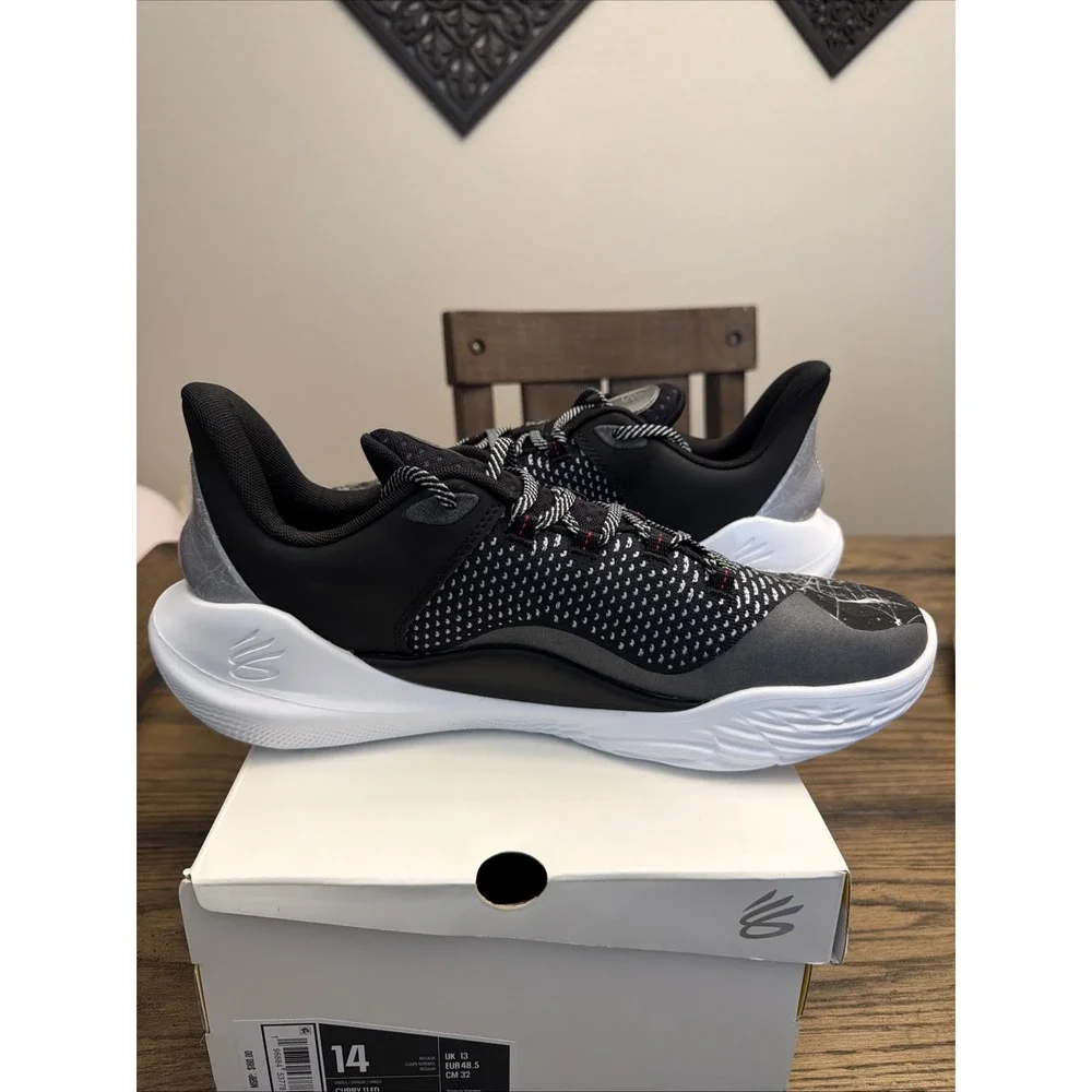 Under Armour Curry 11 FD Black White Basketball Shoes 3027503 001 Mens Size 14
